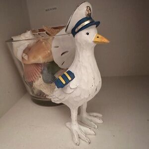 Nautical Seagull Figurine with Captain Hat
